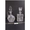 Image 1 : (2) Crystal Wine/Liquor Decanters 12" & 10.5" Height with Stoppers