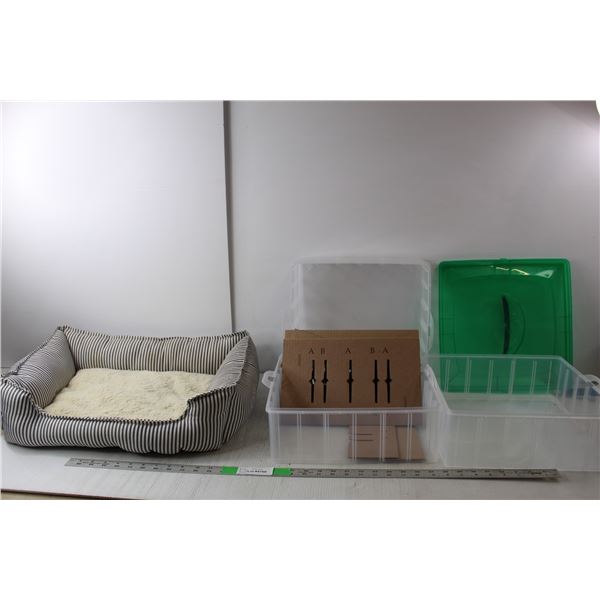 Top Paw Pet Bed- As Is 20" Long x 16" Wide & Snapware Stacking Storage Container 14" Tall