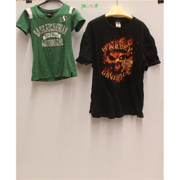 Kids' Saskatchewan Roughriders T Shirt - Size S and Harley Davidson T Shirt - Size 2XL