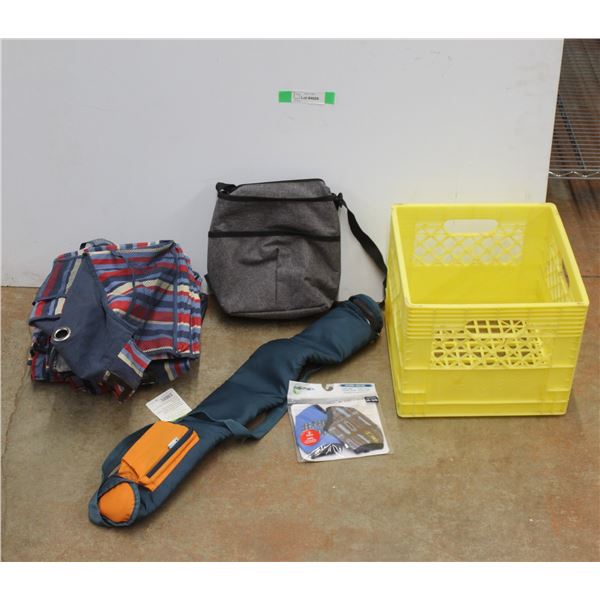 Insulated Reusable Cooler, Hanging Closet Organizer, Milk Crate, Tote Bag and Face Masks