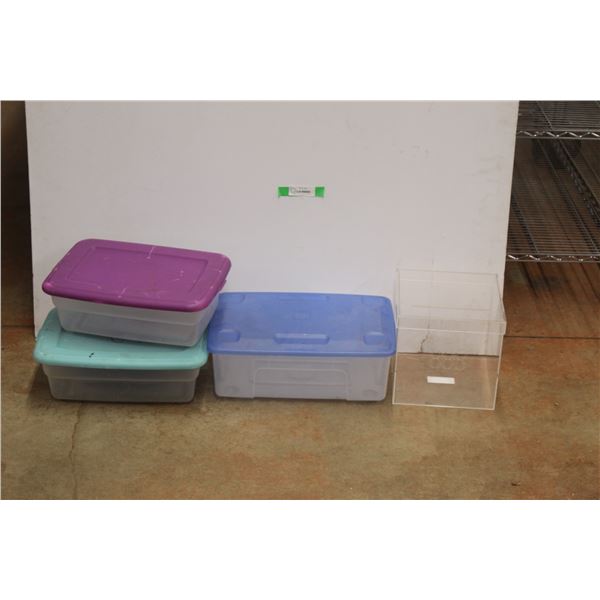 (3) Plastic Containers with Lids and Ballot Box