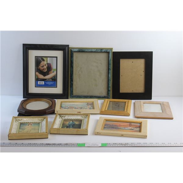(6) Photo Frames - Size from 5 1/2'' x 3 1/2'' to 8'' x 10'', (2) Framed French Renaissance Art Prin