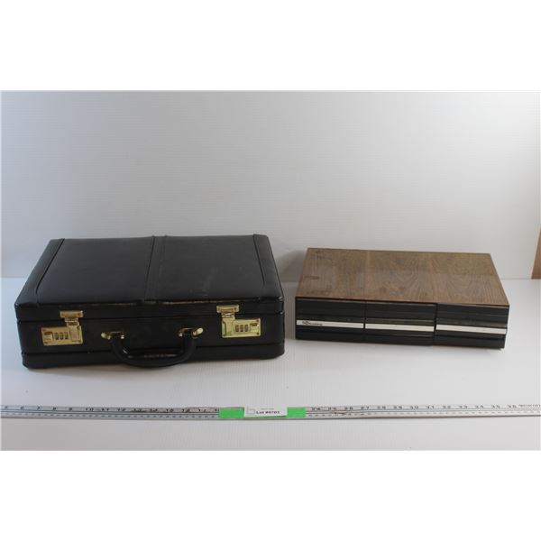 Faux Leather Briefcase and Cassette Storage Box