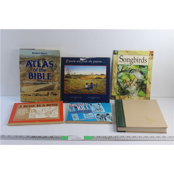 (6) Books - Atlas of the Bible, Songbirds and Dressed to Kill