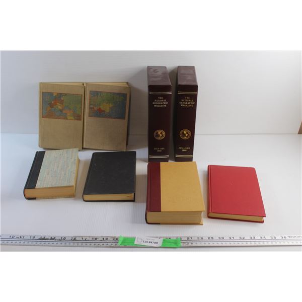 (6) Books - Inside Europe, Queenie & Up Island and (12) The National Geographic Magazines