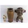 Image 2 : Ceramic Polynesian Decor, Wicker and Ceramic Flower Vases