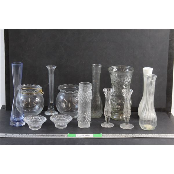Glass Flower Vases and Candle Holders