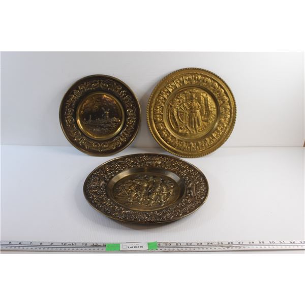 (3) Wall Hanging Brass Decorations 14 1/2''