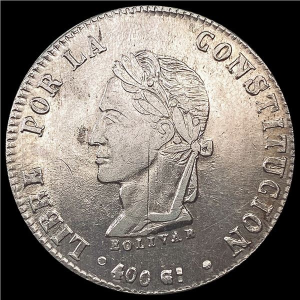 1863 Bolivia Silver 8 Solers NEARLY UNCIRCULATED