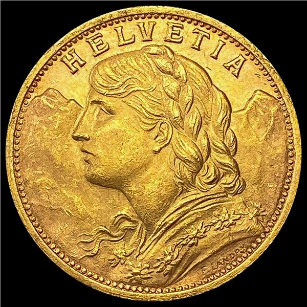 1927-B Swiss Gold 20 Francs 0.1867oz GEM BU