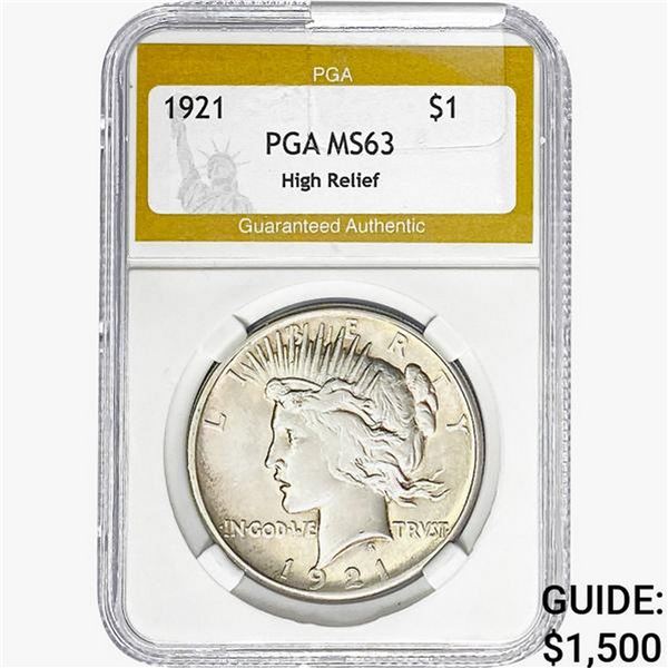 1921 Silver Peace Dollar PGA MS63 HR