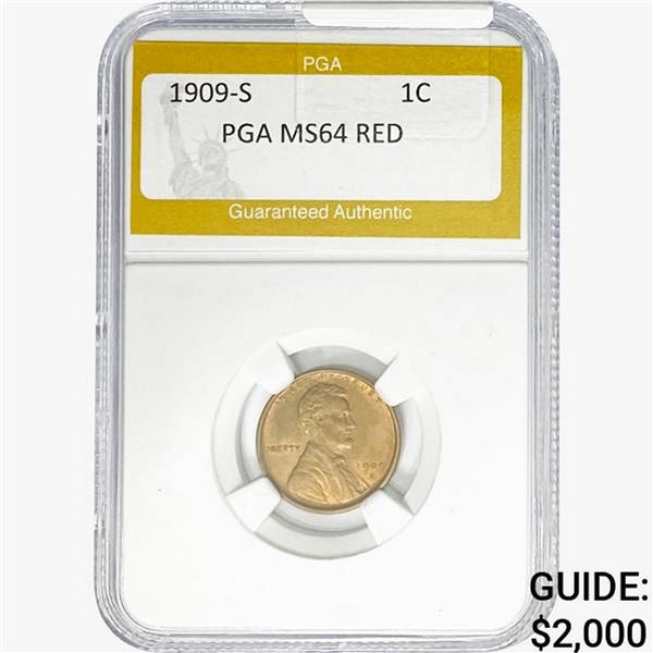 1909-S Wheat Cent PGA MS64 RED