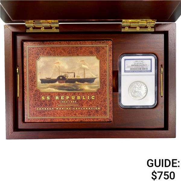1859-O Seat Lib. 50C Shipwreck SS Republic w/ Box