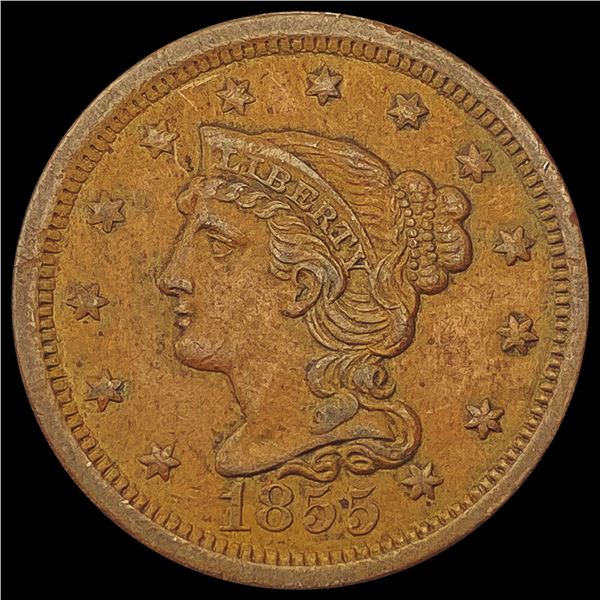 1855 Braided Hair Large Cent CLOSELY UNCIRCULATED