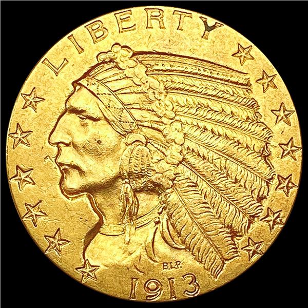 1913 $5 Gold Half Eagle NEARLY UNCIRCULATED