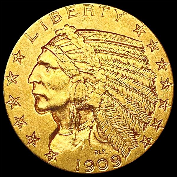 1909 $5 Gold Half Eagle CLOSELY UNCIRCULATED