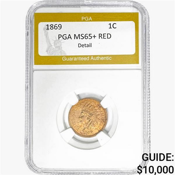 1869 Indian Head Cent PGA MS65+ RED