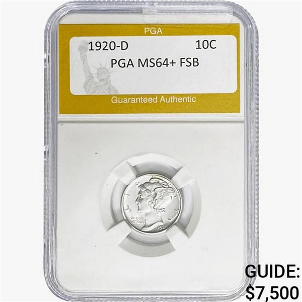 1920-D Mercury Silver Dime PGA MS64+ FSB