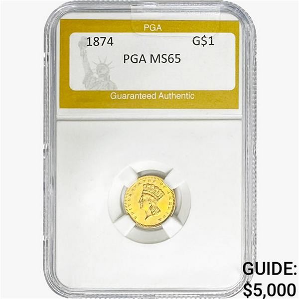 1874 Rare Gold Dollar PGA MS65