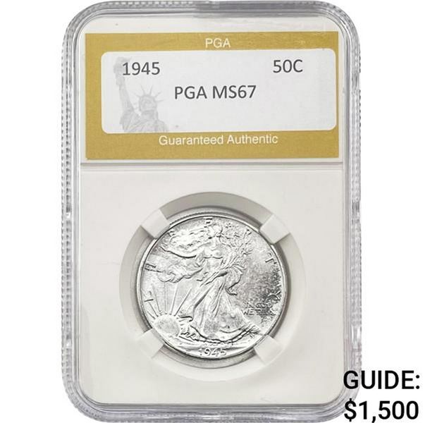 1945 Walking Liberty Half Dollar PGA MS67