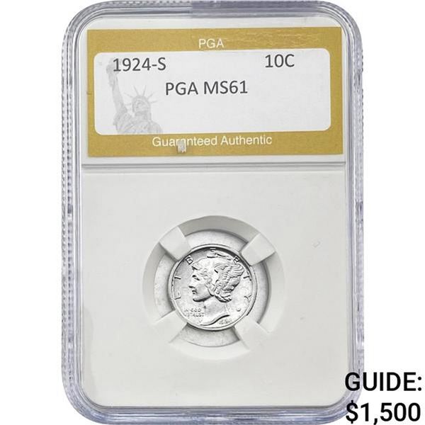1924-S Mercury Silver Dime PGA MS61