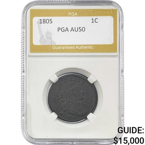 1805 Draped Bust Large Cent PGA AU50