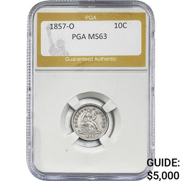 1857-O Seated Liberty Dime PGA MS63