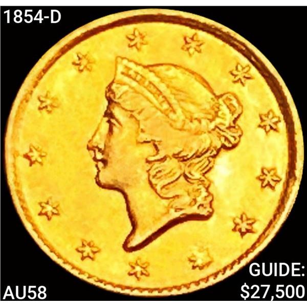 1854-D Rare Gold Dollar CHOICE AU