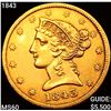 Image 1 : 1843 $5 Gold Half Eagle UNCIRCULATED