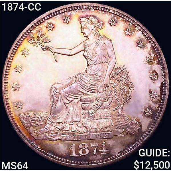 1874-CC Silver Trade Dollar CHOICE BU