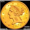 Image 1 : 1874 $5 Gold Half Eagle CHOICE BU PL