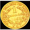 Image 2 : 1853-C Rare Gold Dollar CHOICE AU
