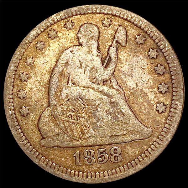 1858 Seated Liberty Quarter NICELY CIRCULATED