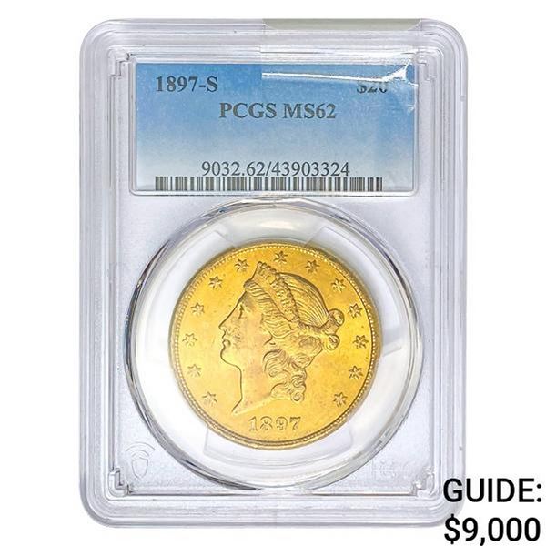 1897-S $20 Gold Double Eagle PCGS MS62