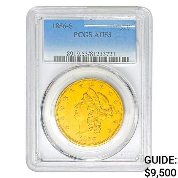 1856-S $20 Gold Double Eagle PCGS AU53
