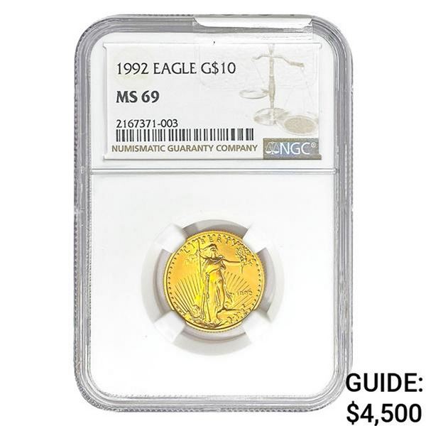 1992 1/4oz $10 Gold Eagle NGC MS69