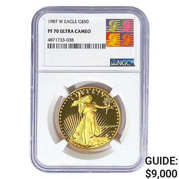 1987 W Gold Eagle $50 1oz NGC PF70 ULTRA CAMEO