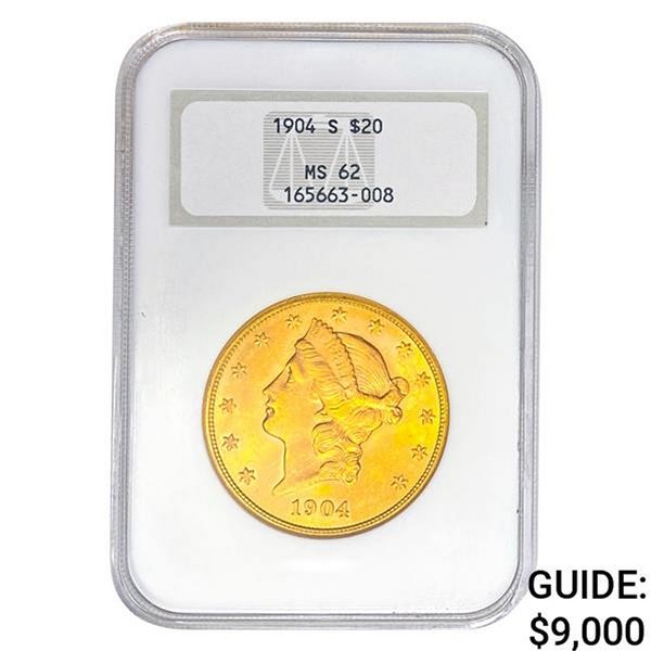 1904-S $20 Gold Double Eagle NGC MS62