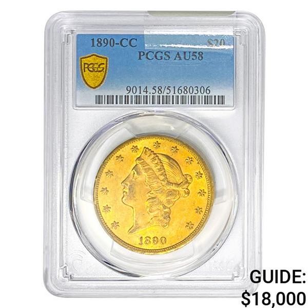 1890-CC $20 Gold Double Eagle PCGS AU58
