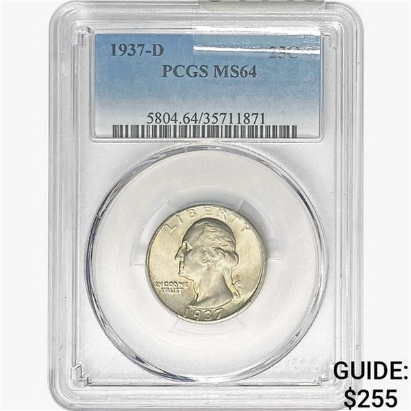 1937-D Washington Silver Quarter PCGS MS64