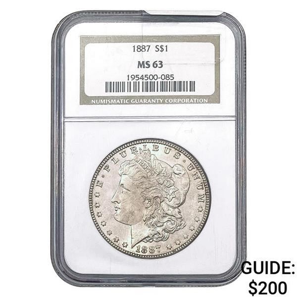 1887 Morgan Silver Dollar NGC MS63