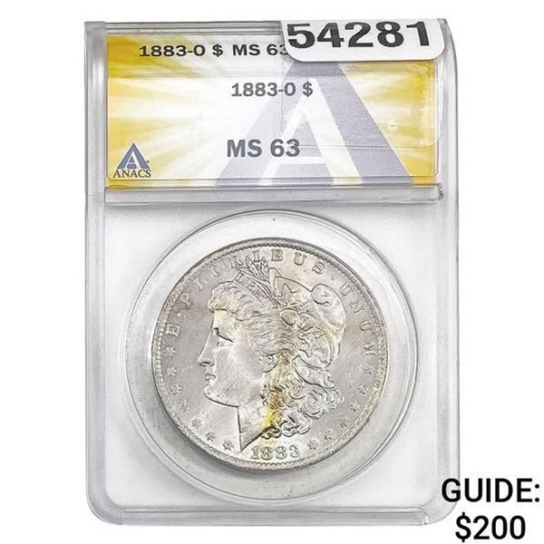 1883-O Morgan Silver Dollar ANACS MS63