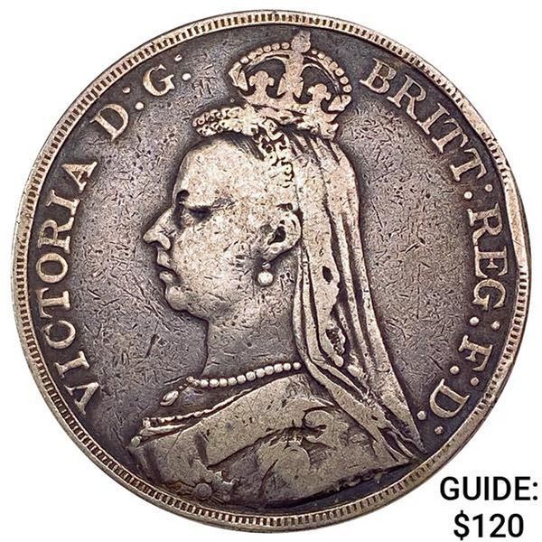1899 Great Britain Crown .8409oz ASW NEARLY UNCIRCULATED