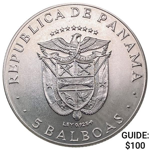 1970 Panama 5 Balboas 0.925oz ASW UNCIRCULATED