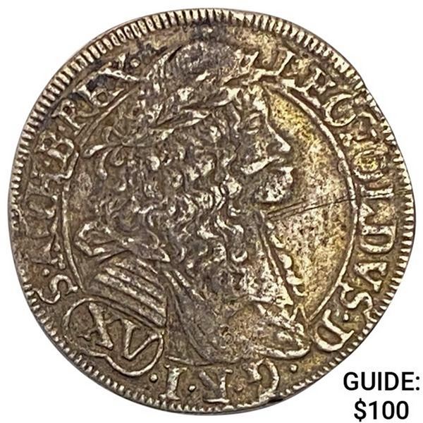 1685 Hungary Silver 15 Kreuzer NEARLY UNCIRCULATED