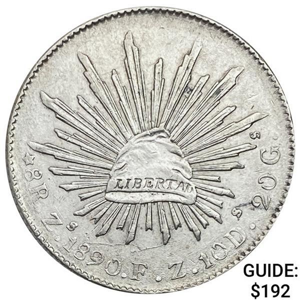 1890Zs FZ Mexico Silver 8 Reales CLOSELY UNCIRCULATED