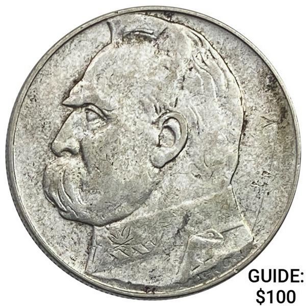 1935 Poland Silver 10 Zlotych CLOSELY UNCIRCULATED