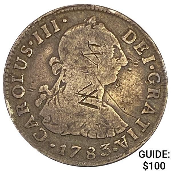 1783 MI Peru Silver 2 Reales NEARLY UNCIRCULATED