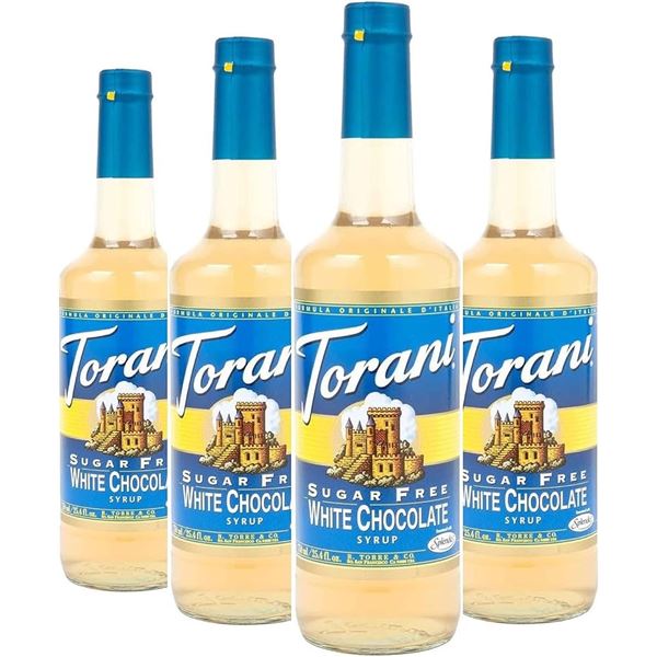 NEW 4 X 750ML TORANI SYRUPS SF WHITE CHOCOLATE