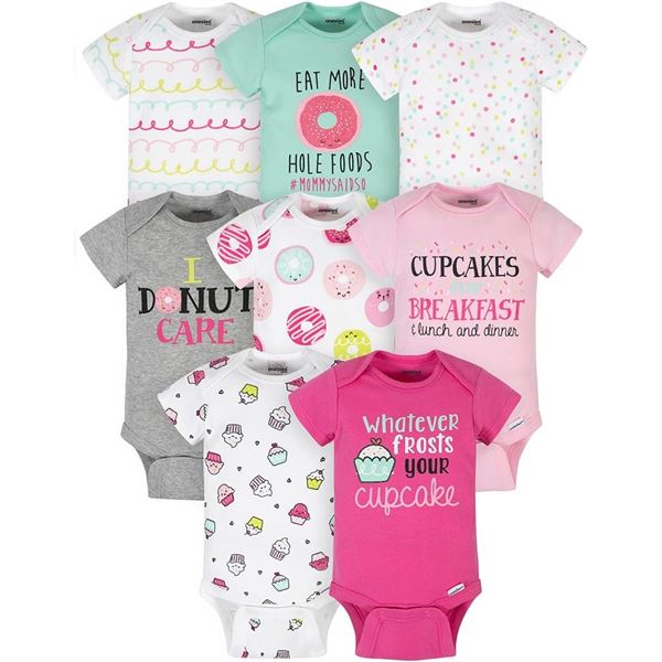 NEW ONESIES BRAND 8 PACK SHORT SLEEVE 0-3 MONTHS